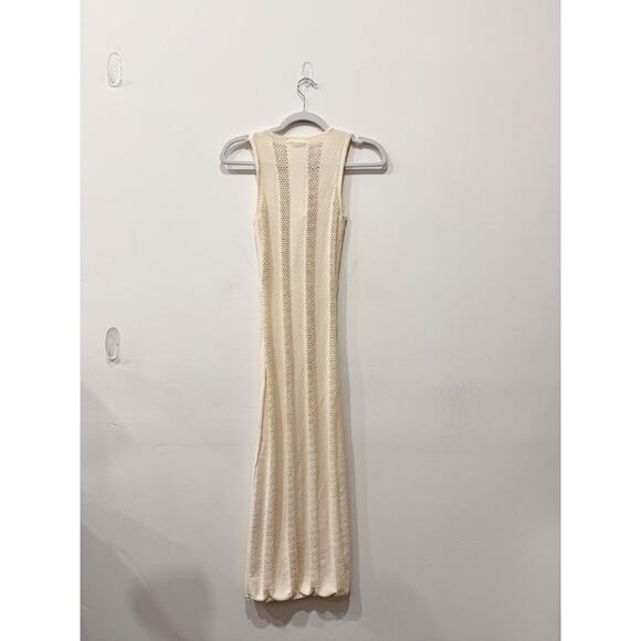 Fleur Du Mal Sleeveless Crochet Knit Bodycon Maxi Dress Cream Women's Size XS - Picture 2 of 4